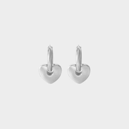 Oorbellen staal hart zilver