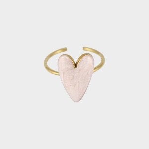 Ring hart emaille roze