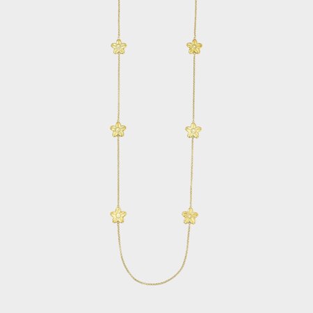 Ketting lang bloem goud