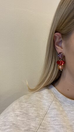 Oorbellen clip crystal multi