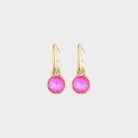 Oorbellen crystal rond fuchsia