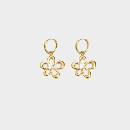 Oorbellen bloem zirconia wit