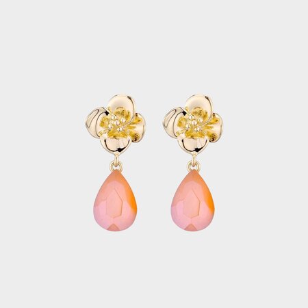 Oorbellen bloem crystal oranje