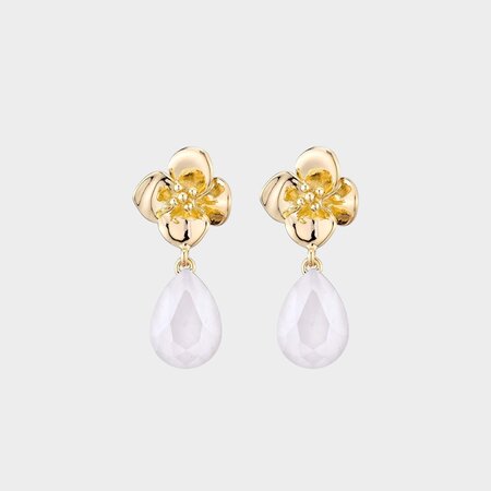 Oorbellen bloem crystal wit