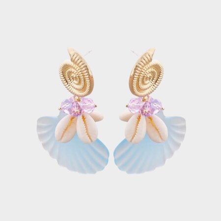 Oorbellen schelp resin blauw