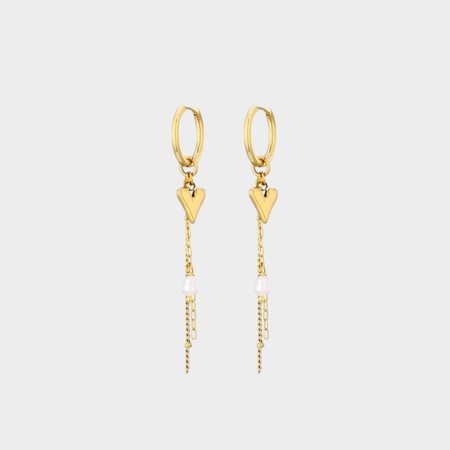 Oorbellen ketting hart parel