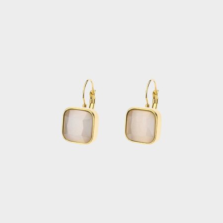 Oorbellen square haak beige