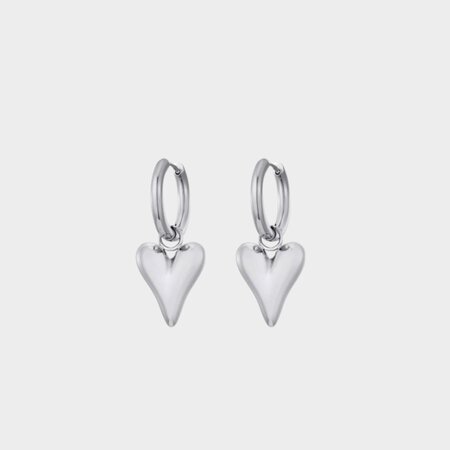 Oorbellen creool hart zilver