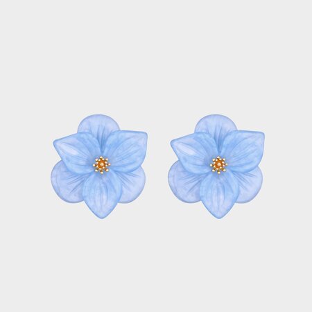 Oorbellen bloem steker blauw