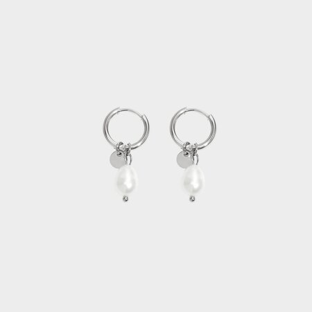 Oorbellen parel munt zilver
