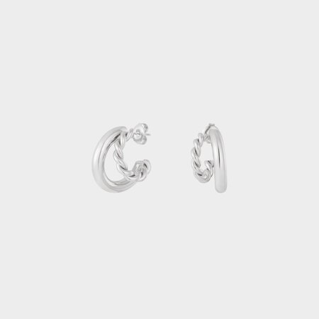 Oorbellen duo creool zilver