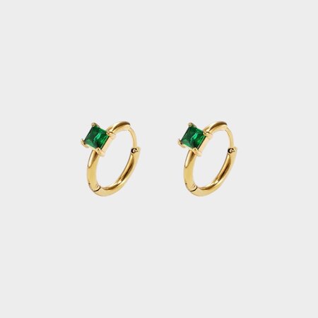 Oorbellen square crystal groen