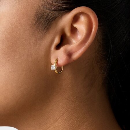 Oorbellen square crystal groen
