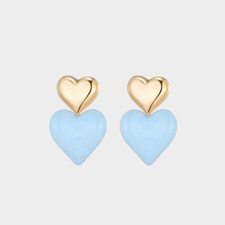 Oorbellen hart resin blauw