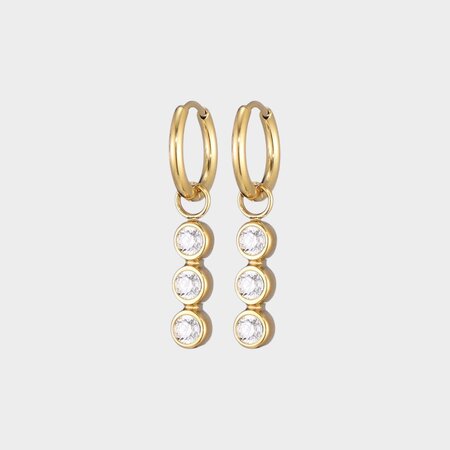 Oorbellen trio crystal wit