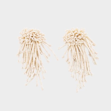 Oorbellen kraal kwast beige