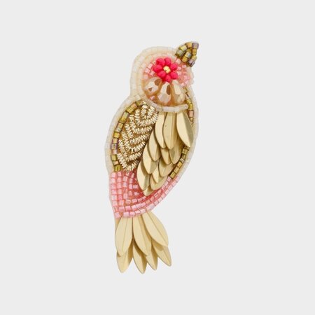 Broche vogel goud roze