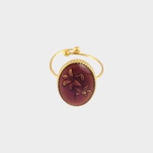 Ring ovaal bloem aubergine
