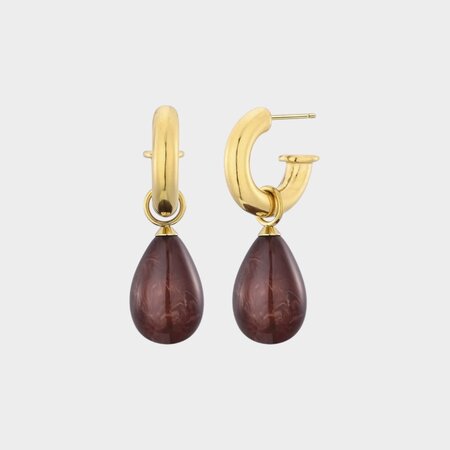 Oorbellen druppel resin bruin