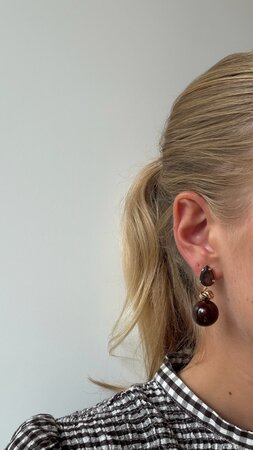 Oorbellen clip crystal lichtbruin