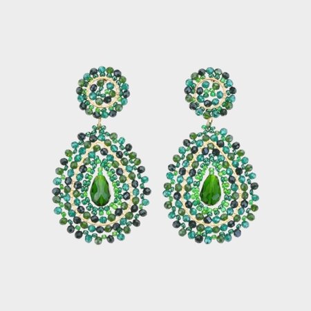 Oorbellen druppel glas groen