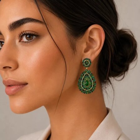 Oorbellen druppel glas groen