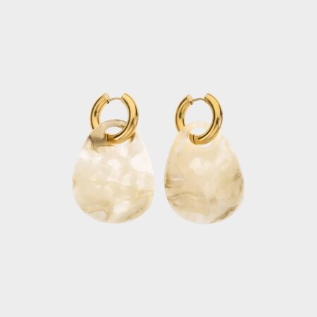 Oorbellen druppel resin beige