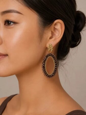Oorbellen ovaal draad bruin