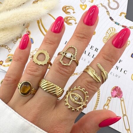 Ring ovaal steen bruin
