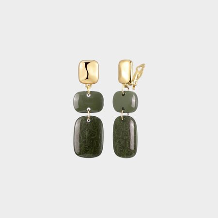 Oorbellen clip resin olijf