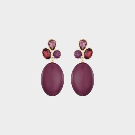 Oorbellen crystal ovaal paars