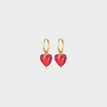 Oorbellen creool hart rood