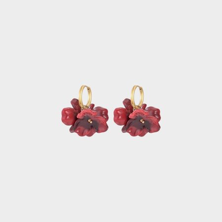 Oorbellen creool bloem rood