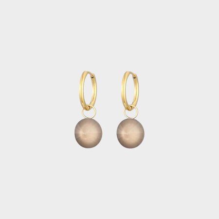 Oorbellen creool glas taupe