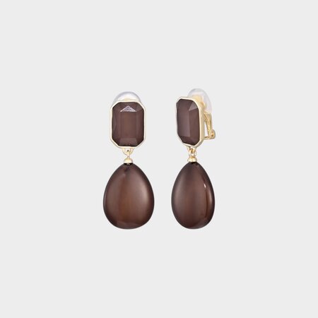 Oorbellen clip square bruin