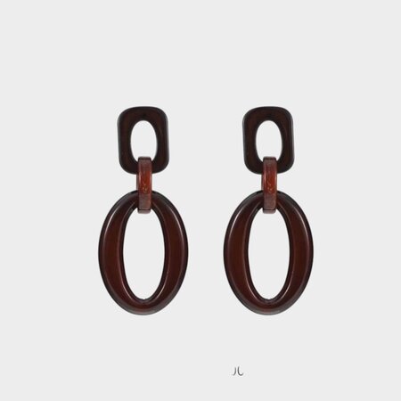 Oorbellen schakel resin bruin