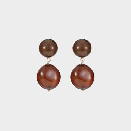 Oorbellen duo steen bruin