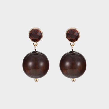 Oorbellen crystal bol bruin