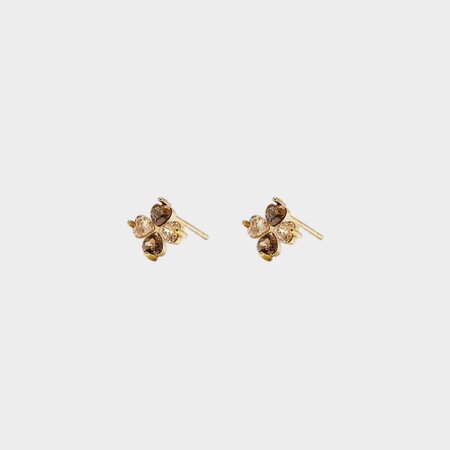 Oorbellen bloem zirconia bruin