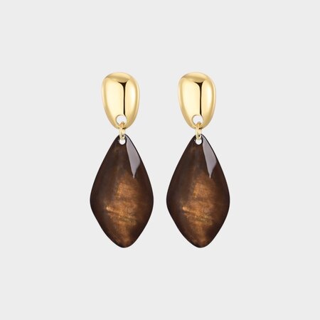 Oorbellen ruit resin bruin