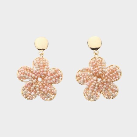 Oorbellen crystal bloem roze