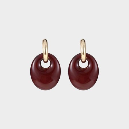 Oorbellen resin ovaal bordeaux