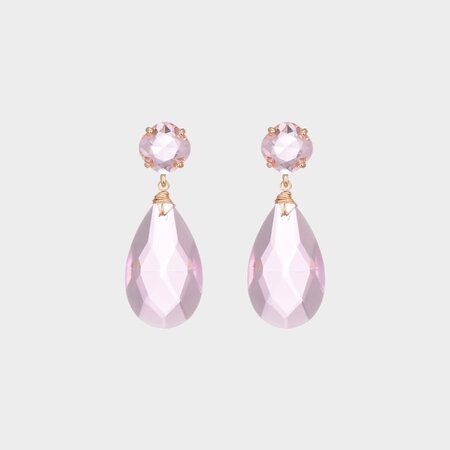 Oorbellen duo glas roze