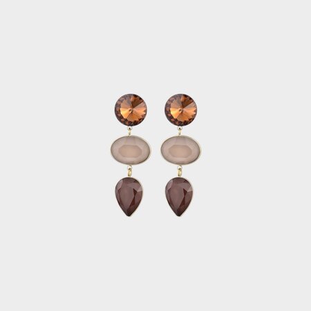 Oorbellen trio glas bruin
