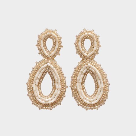 Oorbellen duo tube beige