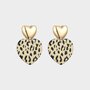 Oorbellen dubbel hart leopard