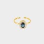 Ring staal ovaal blauw