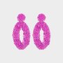 Oorbellen paillet ovaal fuchsia