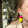 Oorbellen trio resin fuchsia