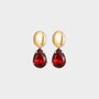 Oorbellen crystal druppel bordeaux